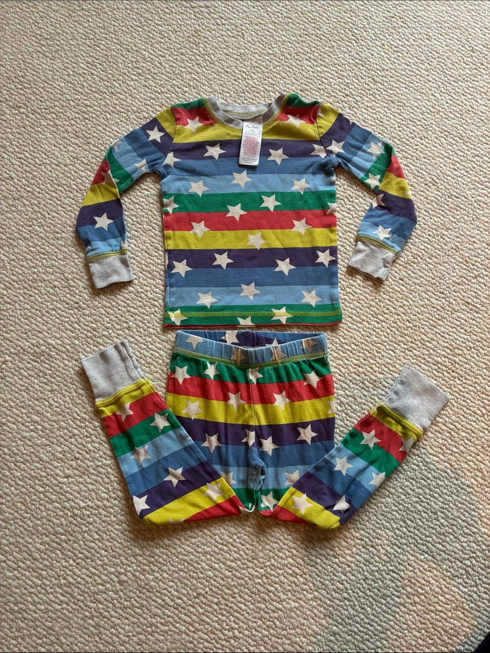 Mini Boden size 4 Rainbow Star Stripe Long-Sleeve Pajama Set